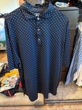 Men's Footjoy Navy Micro-Print Golf Polo Shirt